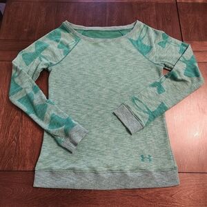 Under Armour Heathered Green Patterned Long Sleeve Sweatshirt Women's Medium